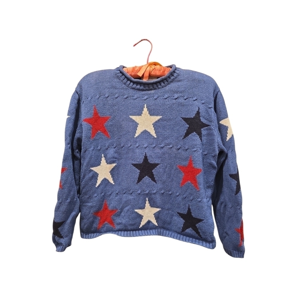 Christopher And Banks Star Pattern Blue Sweater Medium